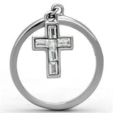 TK1438 - High polished (no plating) Stainless Steel Ring with AAA Grade CZ  in Clear - Alamode