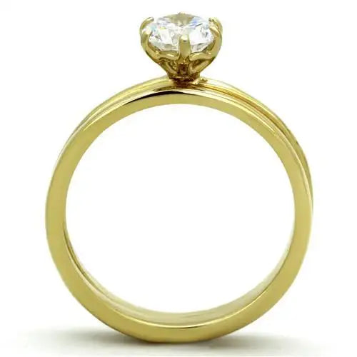 TK1439 - IP Gold(Ion Plating) Stainless Steel Ring with AAA Grade CZ in Clear - Alamode - Flyclothing LLC