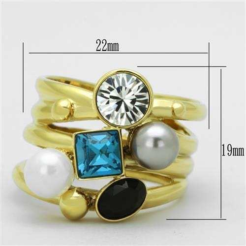TK1440 - IP Gold(Ion Plating) Stainless Steel Ring with Synthetic Pearl in Multi Color - Alamode - Flyclothing LLC