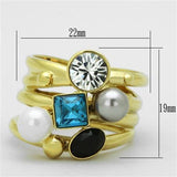 TK1440 - IP Gold(Ion Plating) Stainless Steel Ring with Synthetic Pearl in Multi Color - Alamode