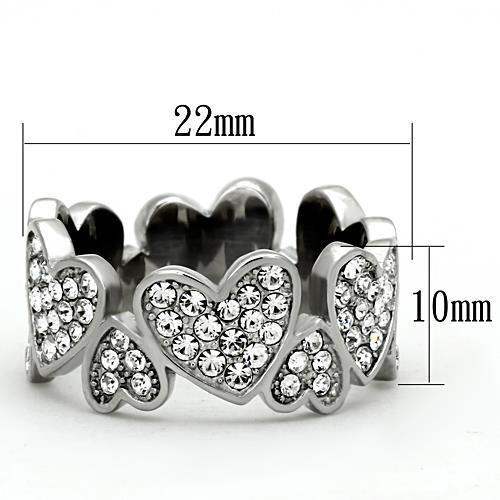 TK1443 - High polished (no plating) Stainless Steel Ring with Top Grade Crystal in Clear - Alamode - Flyclothing LLC