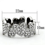 TK1443 - High polished (no plating) Stainless Steel Ring with Top Grade Crystal in Clear - Alamode - Flyclothing LLC