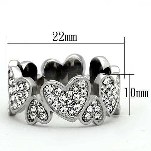 TK1443 - High polished (no plating) Stainless Steel Ring with Top Grade Crystal in Clear - Alamode - Flyclothing LLC