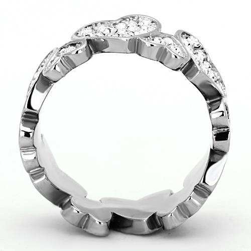 TK1443 - High polished (no plating) Stainless Steel Ring with Top Grade Crystal in Clear - Alamode - Flyclothing LLC