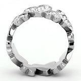 TK1443 - High polished (no plating) Stainless Steel Ring with Top Grade Crystal  in Clear