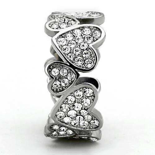 TK1443 - High polished (no plating) Stainless Steel Ring with Top Grade Crystal in Clear - Alamode - Flyclothing LLC