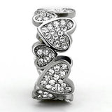 TK1443 - High polished (no plating) Stainless Steel Ring with Top Grade Crystal  in Clear - Alamode
