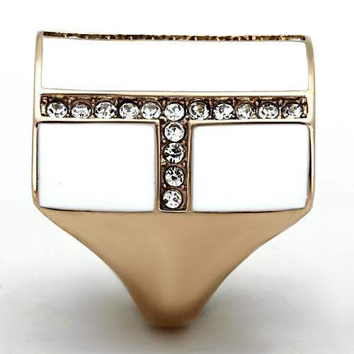 TK1444 - IP Rose Gold(Ion Plating) Stainless Steel Ring with Top Grade Crystal in Clear - Alamode - Flyclothing LLC