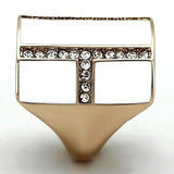 TK1444 - IP Rose Gold(Ion Plating) Stainless Steel Ring with Top Grade Crystal  in Clear - Alamode