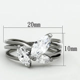 TK1445 - High polished (no plating) Stainless Steel Ring with AAA Grade CZ  in Clear - Alamode