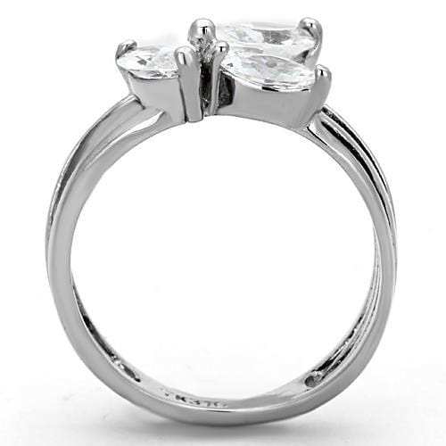 TK1445 - High polished (no plating) Stainless Steel Ring with AAA Grade CZ in Clear - Alamode - Flyclothing LLC