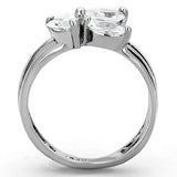 TK1445 - High polished (no plating) Stainless Steel Ring with AAA Grade CZ  in Clear - Alamode