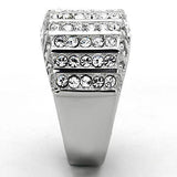 TK1447 - High polished (no plating) Stainless Steel Ring with Top Grade Crystal in Clear - Alamode - Flyclothing LLC