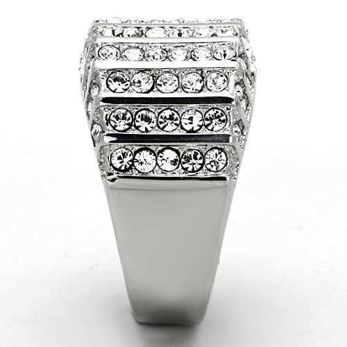 TK1447 - High polished (no plating) Stainless Steel Ring with Top Grade Crystal in Clear - Alamode - Flyclothing LLC