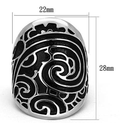 TK1448 - High polished (no plating) Stainless Steel Ring with Epoxy in Jet - Alamode - Flyclothing LLC