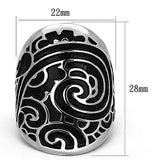 TK1448 - High polished (no plating) Stainless Steel Ring with Epoxy  in Jet - Alamode