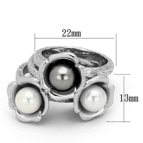 TK1449 - High polished (no plating) Stainless Steel Ring with Synthetic Pearl in Multi Color - Alamode - Flyclothing LLC