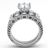 TK1450 - High polished (no plating) Stainless Steel Ring with AAA Grade CZ  in Clear - Alamode