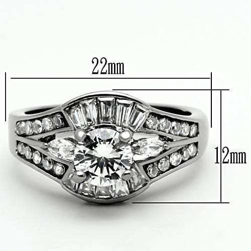 TK1451 - High polished (no plating) Stainless Steel Ring with AAA Grade CZ in Clear - Alamode - Flyclothing LLC