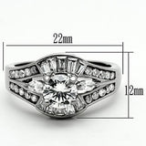 TK1451 - High polished (no plating) Stainless Steel Ring with AAA Grade CZ  in Clear - Alamode