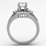 High polished (no plating) Stainless Steel Ring with AAA Grade CZ in Clear - Alamode - Flyclothing LLC