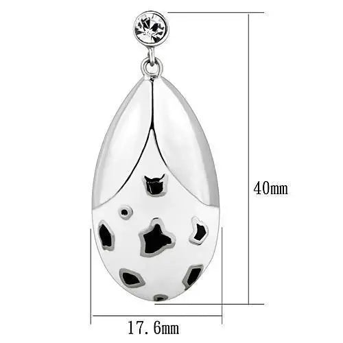 TK1462 - High polished (no plating) Stainless Steel Earrings with Top Grade Crystal in Clear - Alamode - Flyclothing LLC