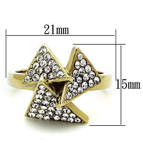 TK1485 - IP Gold(Ion Plating) Stainless Steel Ring with Top Grade Crystal in Clear - Alamode - Flyclothing LLC