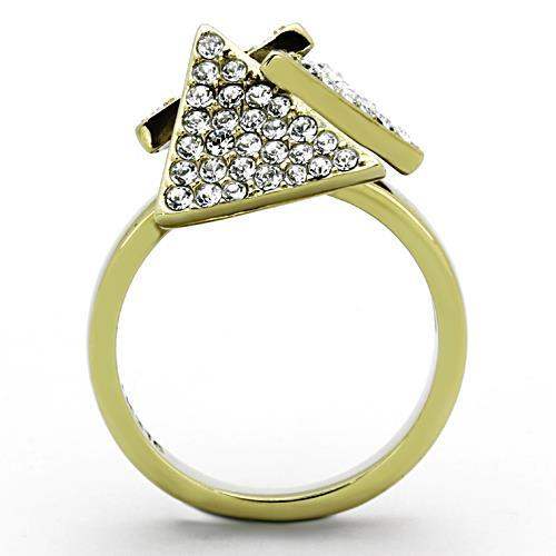 TK1485 - IP Gold(Ion Plating) Stainless Steel Ring with Top Grade Crystal in Clear - Alamode - Flyclothing LLC