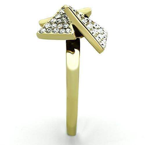 TK1485 - IP Gold(Ion Plating) Stainless Steel Ring with Top Grade Crystal in Clear - Alamode - Flyclothing LLC