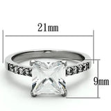 TK1486 - High polished (no plating) Stainless Steel Ring with AAA Grade CZ  in Clear - Alamode