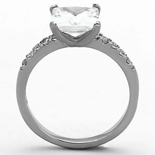 TK1486 - High polished (no plating) Stainless Steel Ring with AAA Grade CZ in Clear - Alamode - Flyclothing LLC