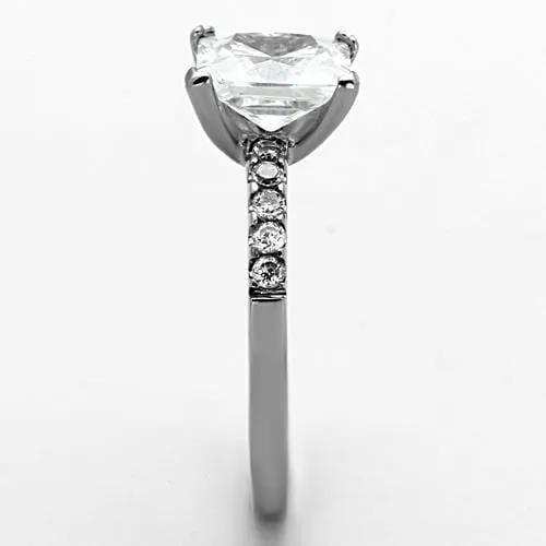 TK1486 - High polished (no plating) Stainless Steel Ring with AAA Grade CZ in Clear - Alamode - Flyclothing LLC
