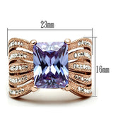 TK1490 - IP Rose Gold(Ion Plating) Stainless Steel Ring with AAA Grade CZ  in Light Amethyst - Alamode