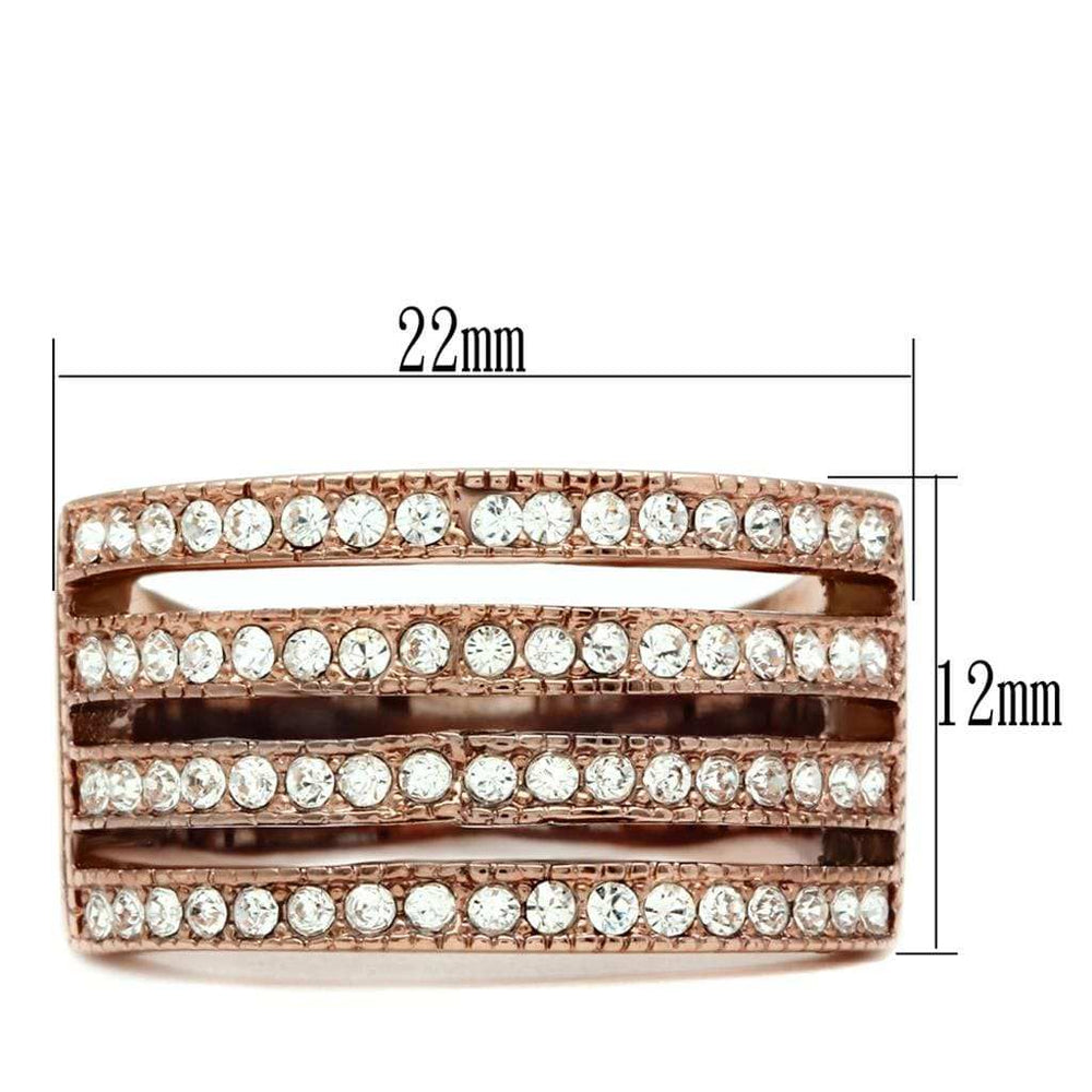 TK1492 - IP Rose Gold(Ion Plating) Stainless Steel Ring with AAA Grade CZ in Clear - Alamode - Flyclothing LLC