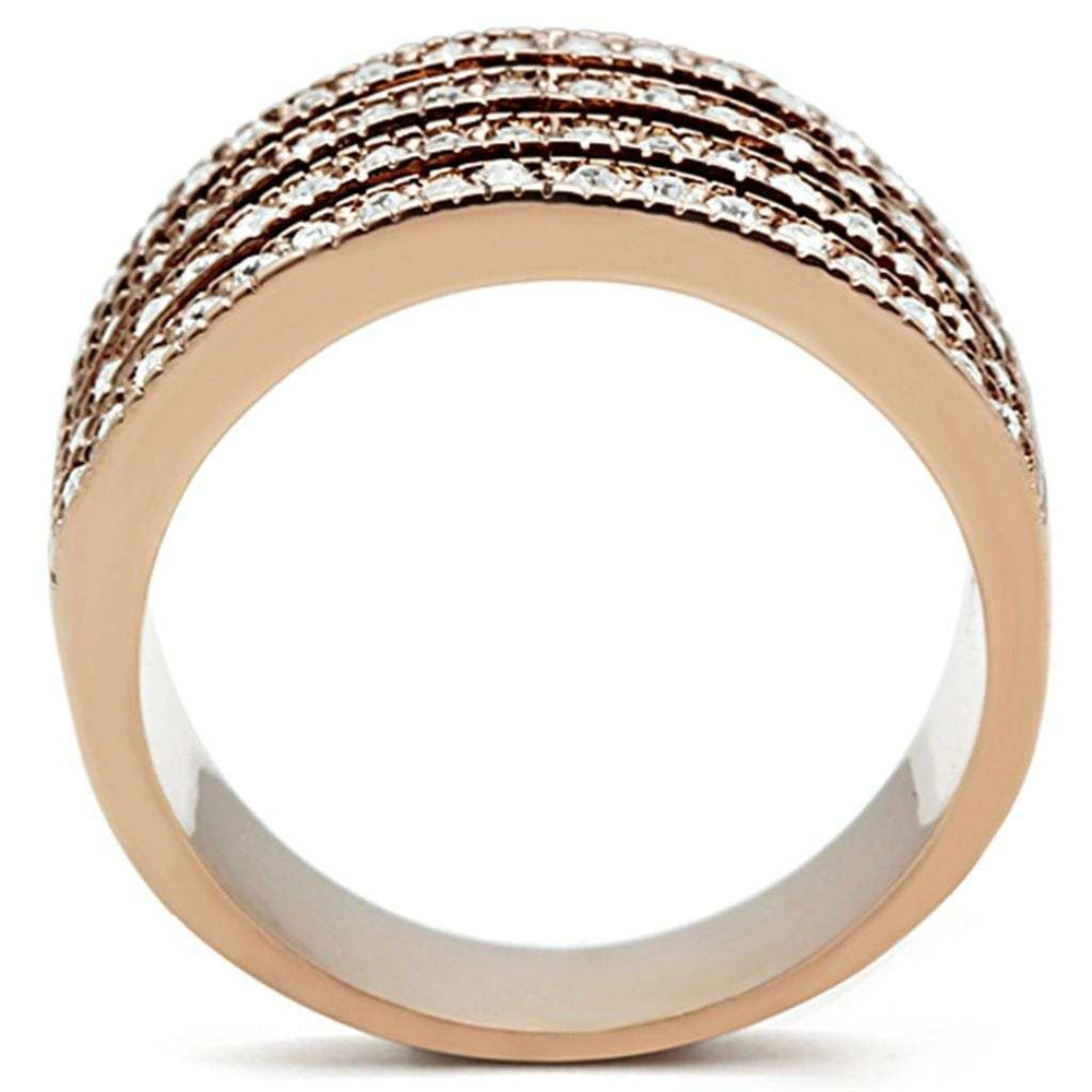 TK1492 - IP Rose Gold(Ion Plating) Stainless Steel Ring with AAA Grade CZ in Clear - Alamode - Flyclothing LLC