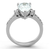 TK1493 - High polished (no plating) Stainless Steel Ring with AAA Grade CZ in Clear - Alamode - Flyclothing LLC