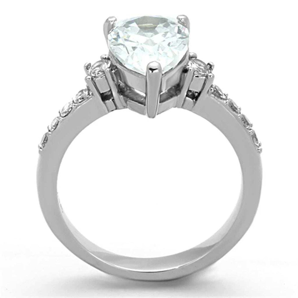 TK1493 - High polished (no plating) Stainless Steel Ring with AAA Grade CZ in Clear - Alamode - Flyclothing LLC