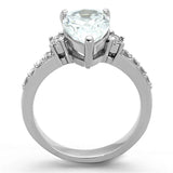 TK1493 - High polished (no plating) Stainless Steel Ring with AAA Grade CZ  in Clear - Alamode