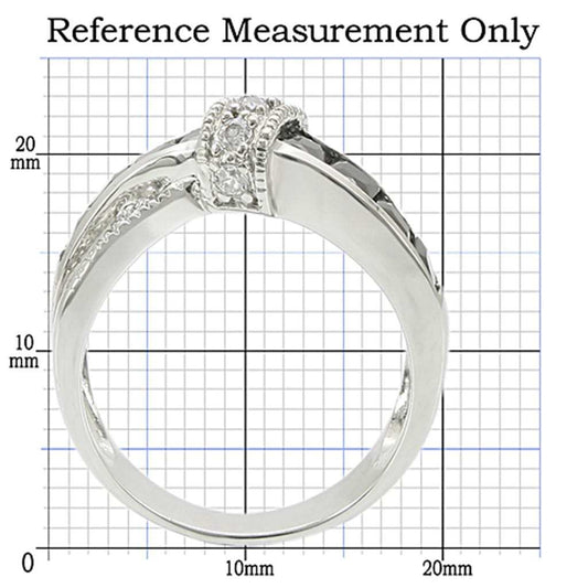 TK1494 - High polished (no plating) Stainless Steel Ring with AAA Grade CZ in Jet - Alamode - Flyclothing LLC