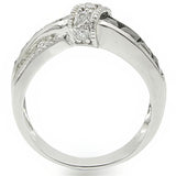 TK1494 - High polished (no plating) Stainless Steel Ring with AAA Grade CZ  in Jet