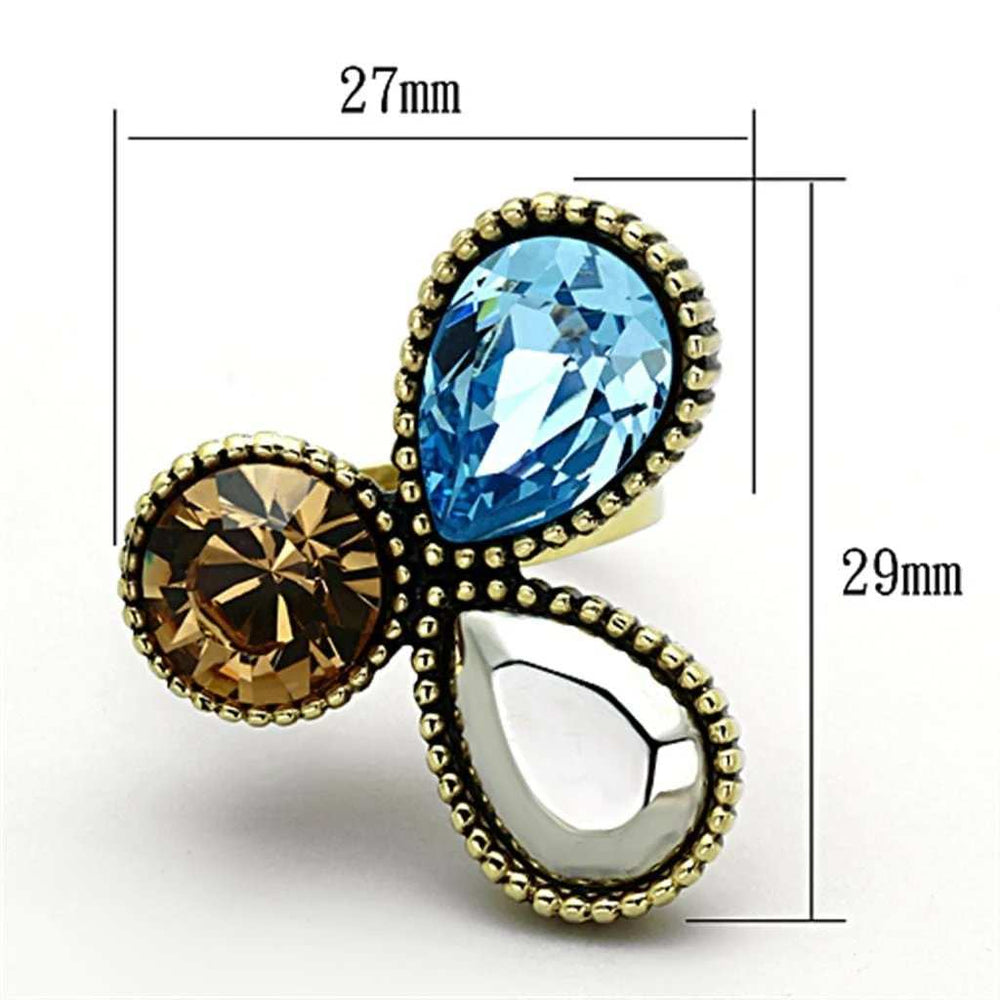 TK1496 - IP Gold(Ion Plating) Stainless Steel Ring with Top Grade Crystal in Multi Color - Alamode - Flyclothing LLC