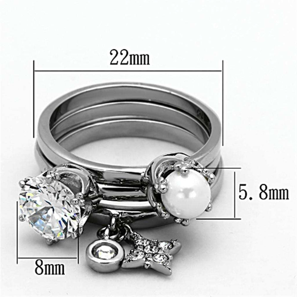 TK1497 - High polished (no plating) Stainless Steel Ring with AAA Grade CZ in Clear - Alamode - Flyclothing LLC