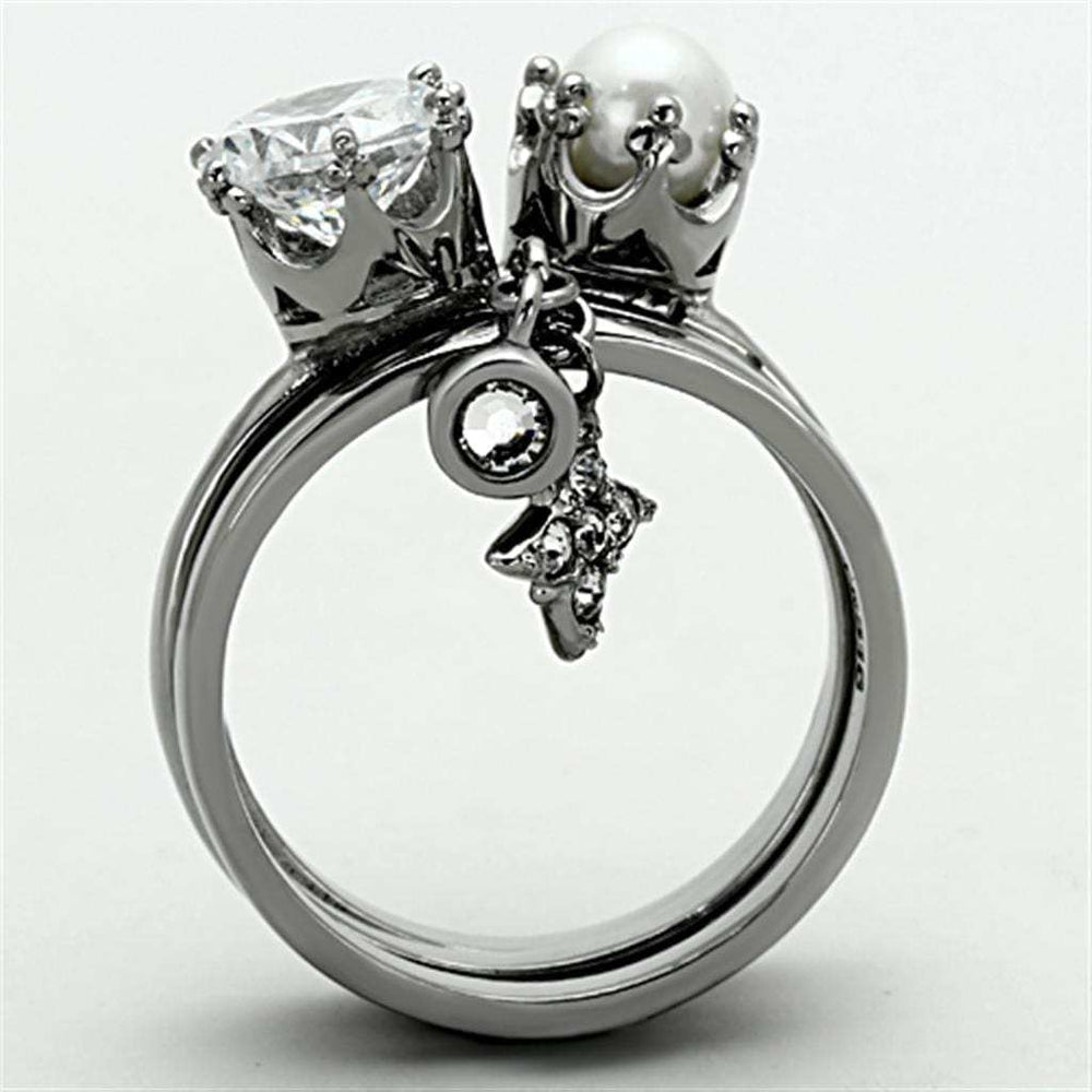 TK1497 - High polished (no plating) Stainless Steel Ring with AAA Grade CZ in Clear - Alamode - Flyclothing LLC