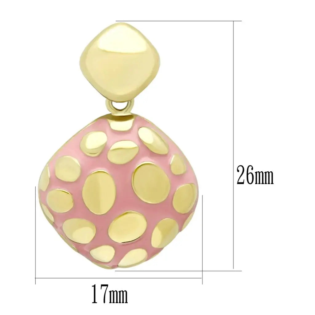 TK1502 - IP Gold(Ion Plating) Stainless Steel Earrings with Epoxy in Light Rose - Alamode - Flyclothing LLC