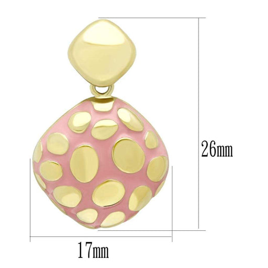 TK1502 - IP Gold(Ion Plating) Stainless Steel Earrings with Epoxy in Light Rose - Alamode - Flyclothing LLC