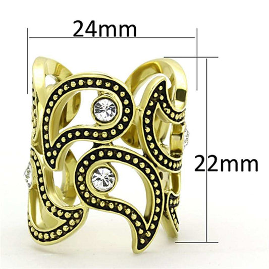 TK1506 - IP Gold(Ion Plating) Stainless Steel Ring with Top Grade Crystal in Clear - Alamode - Flyclothing LLC