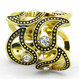 TK1506 - IP Gold(Ion Plating) Stainless Steel Ring with Top Grade Crystal in Clear - Alamode - Flyclothing LLC