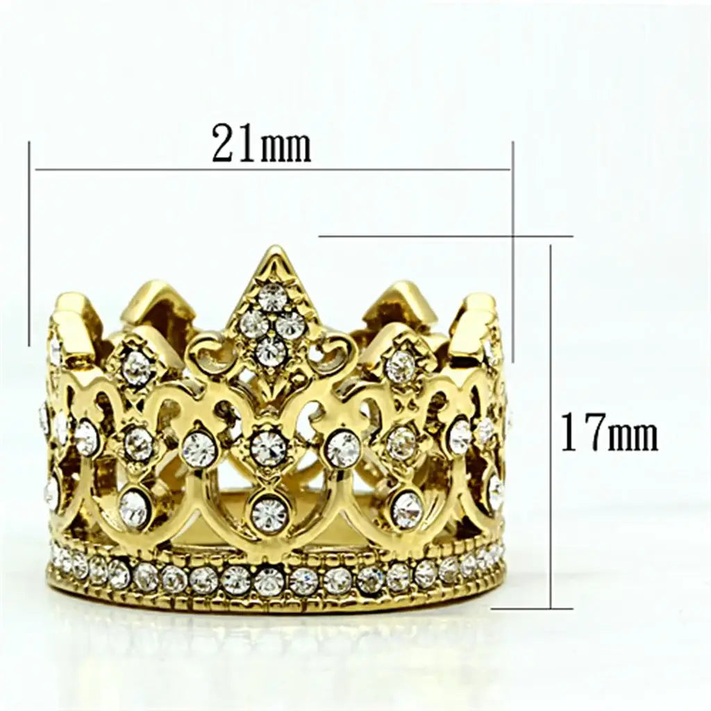 TK1507 - IP Gold(Ion Plating) Stainless Steel Ring with Top Grade Crystal in Clear - Alamode - Flyclothing LLC