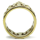 TK1507 - IP Gold(Ion Plating) Stainless Steel Ring with Top Grade Crystal  in Clear - Alamode