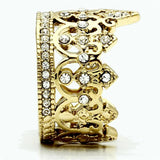 TK1507 - IP Gold(Ion Plating) Stainless Steel Ring with Top Grade Crystal  in Clear - Alamode